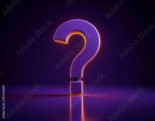 A 3D red question mark symbol stands out as a glowing concept icon on a dark background to represent a business FAQ, query, or help solution for those who ask why
