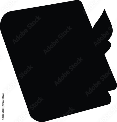 Black silhouette of a closed book with a partially turned page