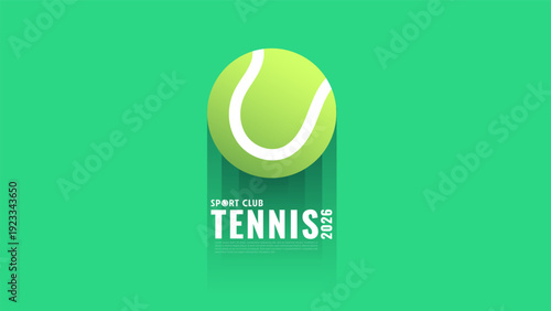 Tennis 2026 Sport Club Championship Vector Background with Tennis Ball and Long Shadow , Vector illustration EPS 10