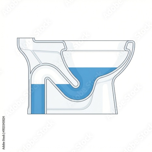 Technical cross section illustration of an S trap toilet system showing water seal structure, siphon pathway and drainage flow, suitable for plumbing education and sanitation engineering reference.