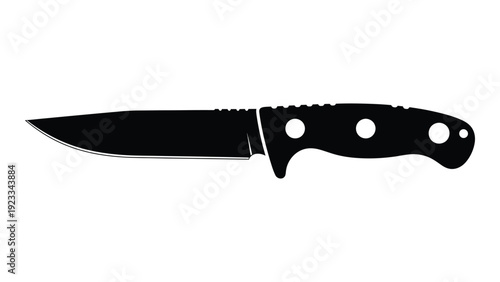 A black silhouette of a serrated kitchen knife isolated on white background, Vector