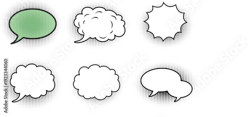 Collection of comic speech bubbles in various shapes and styles