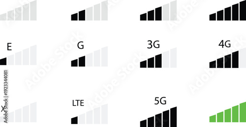 Collection of various mobile network icons on for technology concepts