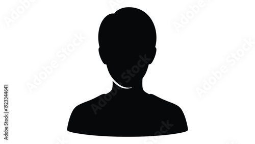 A black silhouette of a person's head and shoulders isolated on white background, Vector