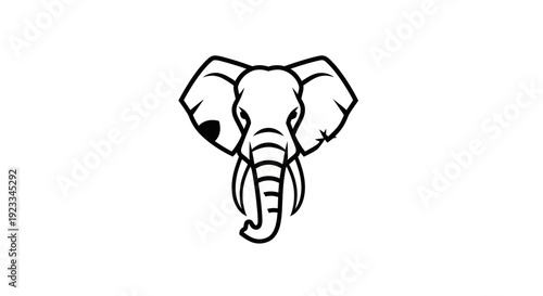Minimalist Elephant Head Icon - Simple Line Art Logo