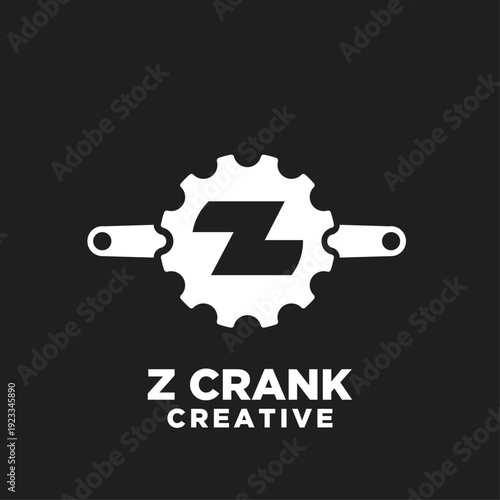 Z Crank Creative Logo with Bicycle Gear and Letter Z Symbol