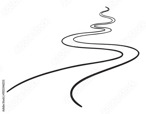 A dynamic graphic representation of a winding curvy road or pathway receding into the distance, perfect for conveying movement, journey, or progress in various visual projects