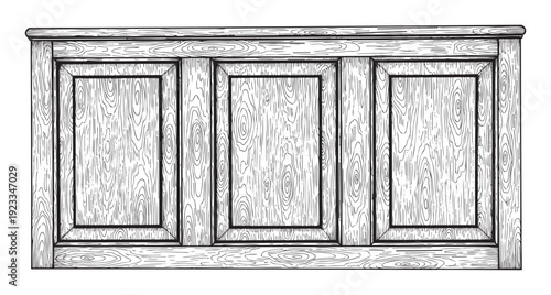 Hand drawn wooden cabinet with intricate wood grain texture perfect for interior decor projects and rustic home furnishing designs.