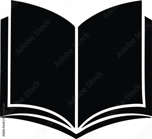 Open book icon a simple black silhouette representing knowledge and reading