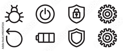 power and security line icons for app and ui design