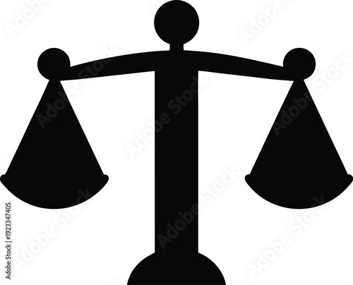 Simple black silhouette of scales of justice representing law and fairness