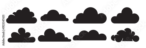 nine silhouette cloud illustrations various shapes