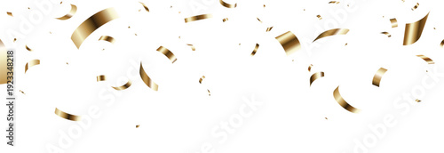 Confetti background. Gold celebration border, banner