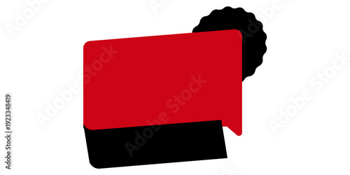 Red Speech Bubble Label Banner on Black Background