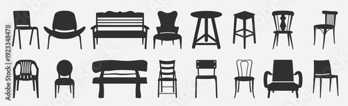 black chair silhouettes group
