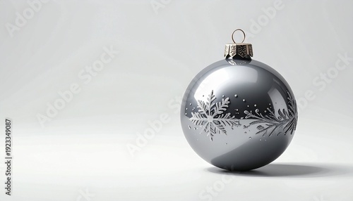 Elegant Silver Christmas Ornament with Snowflake Design and Festive Holiday Spirit.