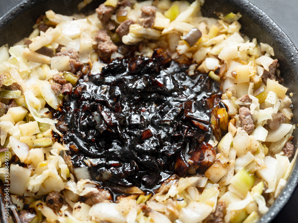 custom made wallpaper toronto digitalJjajang sauce stir-fried with vegetables and meat in a pan