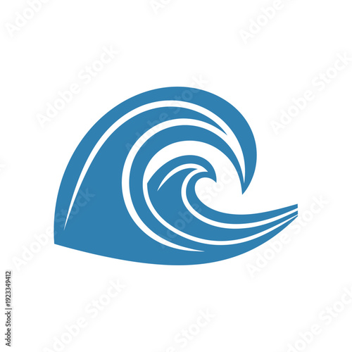 Stylized Blue Ocean Wave Illustration Representing Water Power and Dynamic Natural Energy for Nautical and Aquatic Themed Designs