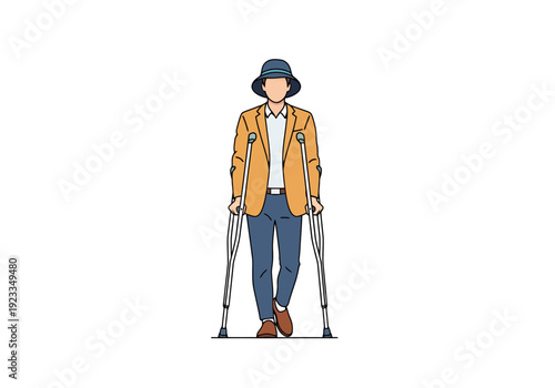 Person with forearm crutches walking with determination illustrating recovery and mobility challenges and solutions for everyday life