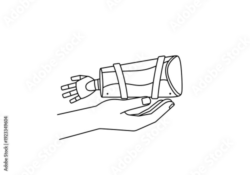 Forearm Prosthetic Orthotic Device Held Gently In A Human Hand Representing Care And Technological Advancement In Medical Rehabilitation Solutions