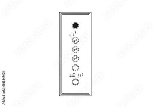 Modern Rectangular Control Panel With Round Buttons And Circular Indicators Showing Volume And Status Functions