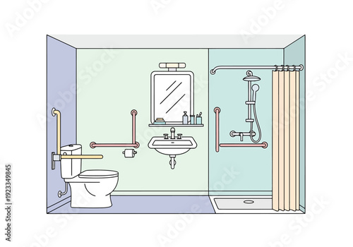 Accessible Bathroom Design Featuring Safety Grab Bars and Adaptive Fixtures for Enhanced Independence and Comfort