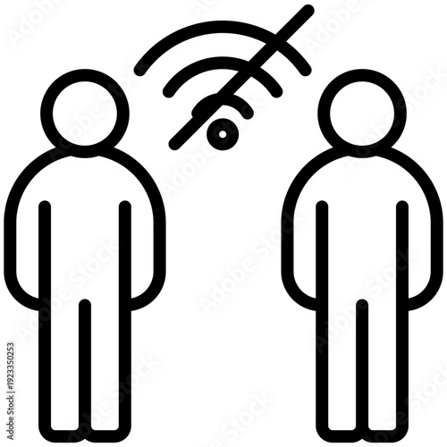 Digital Detox icon. icon lack of connectivity or digital communication between two people.