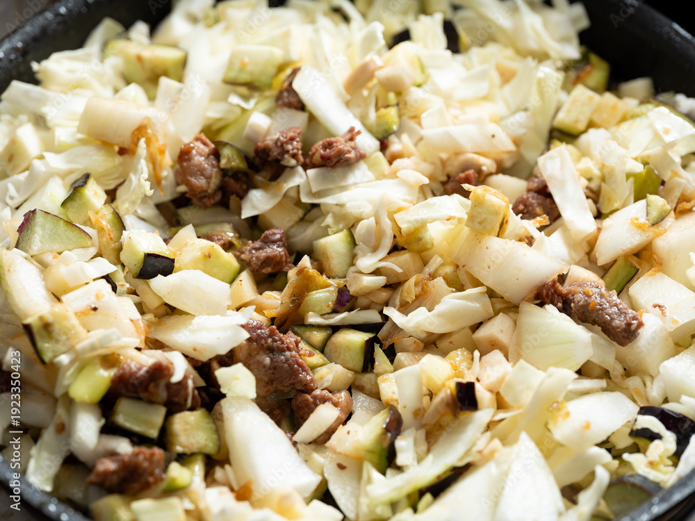 custom made wallpaper toronto digitalJjajang sauce stir-fried with vegetables and meat in a pan