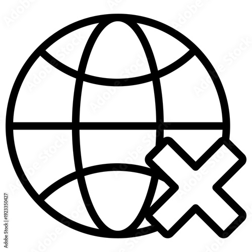 Digital Detox icon. icon globe with cross.