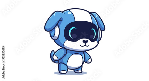 Cute blue robot dog character with futuristic visor, pixel art style, white background