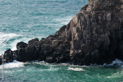 high angle view of rocks on the sea