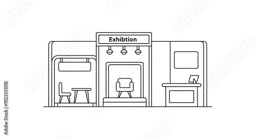 Exhibition display with furniture inside.