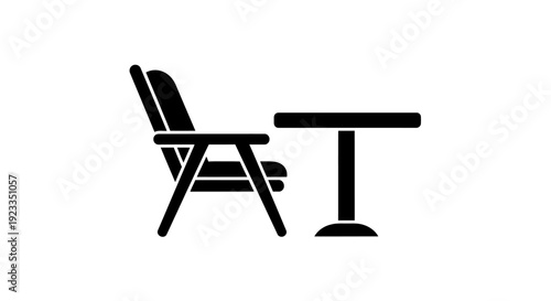 Simple black chair and table icons.
