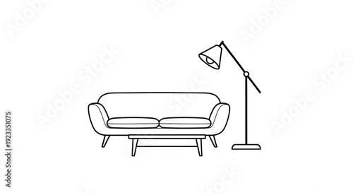 Modern Sofa and Floor Lamp Set.