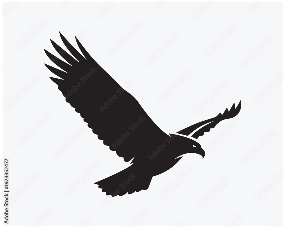 Fototapeta premium Flying Eagle Silhouette Vector Icon – Minimal Wildlife Bird Logo Symbol