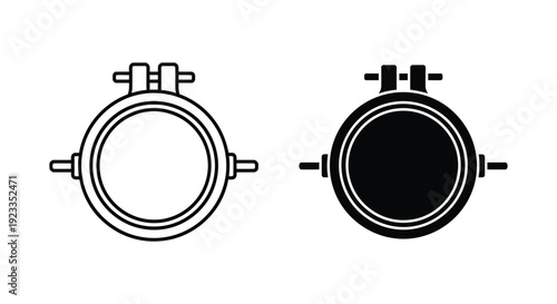 Minimalist embroidery hoop icons in outline and solid styles for sewing, cross-stitch, and handmade craft branding