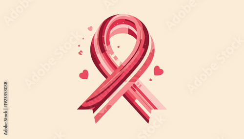 illustration of a Valentine's Day inspired chocolate mad ribbon, created with a flat design aesthetic, featuring a bold and colorful palette with shades of pink, red, and white