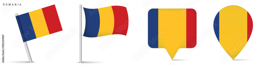 Fototapeta premium Romania flag icons collection isolated on white background