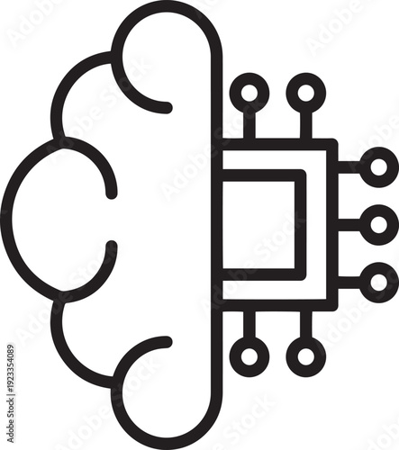 Artificial Intelligence Brain and Microchip Icon Vector