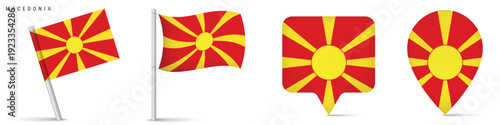 North Macedonia flag icon collection isolated on white background