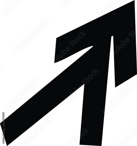 Billede på lærred A single bold black arrow pointing diagonally upwards on a white background