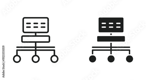 Minimalist sitemap and website hierarchy icons in outline and solid styles for UI UX design and organizational workflow planning