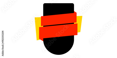 Red Ribbon Banner with Yellow Background for Text