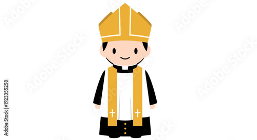 Bishop Vector Illustration, Cartoon Style Graphic, Religious Figure for Spiritual Concepts