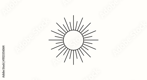 Simple Line Drawing of a Sun.