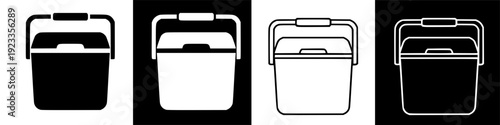 Cooler illustration featuring insulated containers on a black background, viewed from the front, showcasing design and functionality.