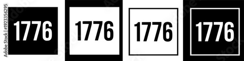Historical number 1776 in contrasting square frames on black background, symbolizing significance and duality in a minimalist design.