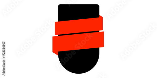 Minimal Red Ribbon Banner Label on Black Background