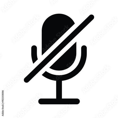 Black microphone mute symbol on transparent background graphic design element modern flat vector illustration icon