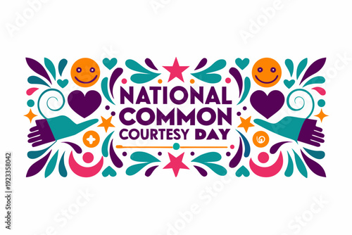 Courtesy and Kindness Awareness Vector Illustration, National Common Courtesy Day